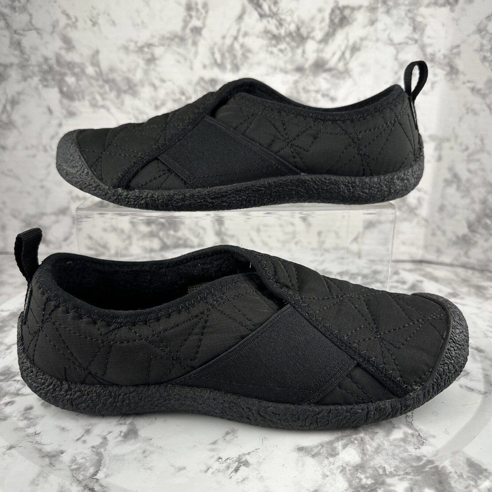 Keen Womens Howser Wrap Slipper Shoes 10 Black Wool Lined Slip On Non Slip Sole